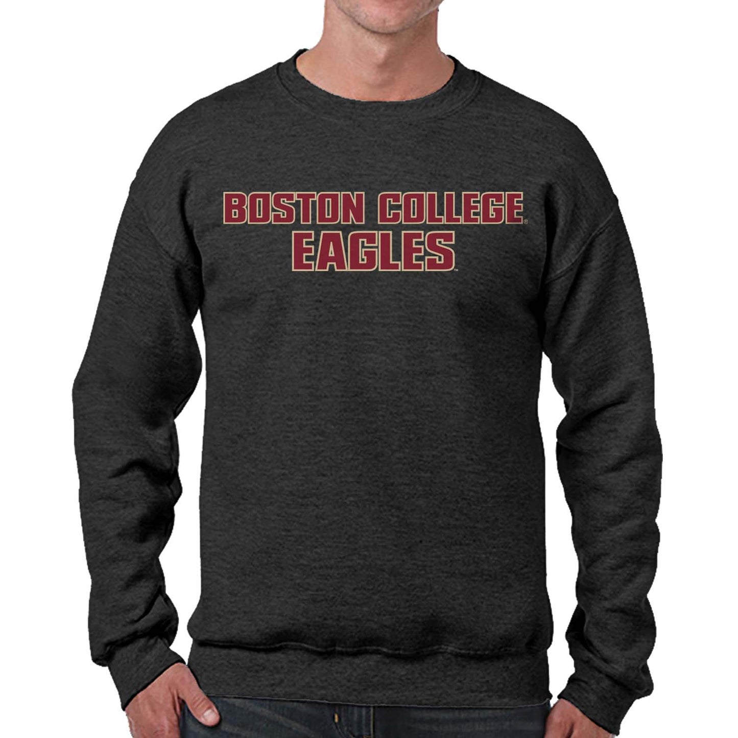Boston College Eagles NCAA Adult Charcoal Crewneck Fleece Sweatshirt - Charcoal