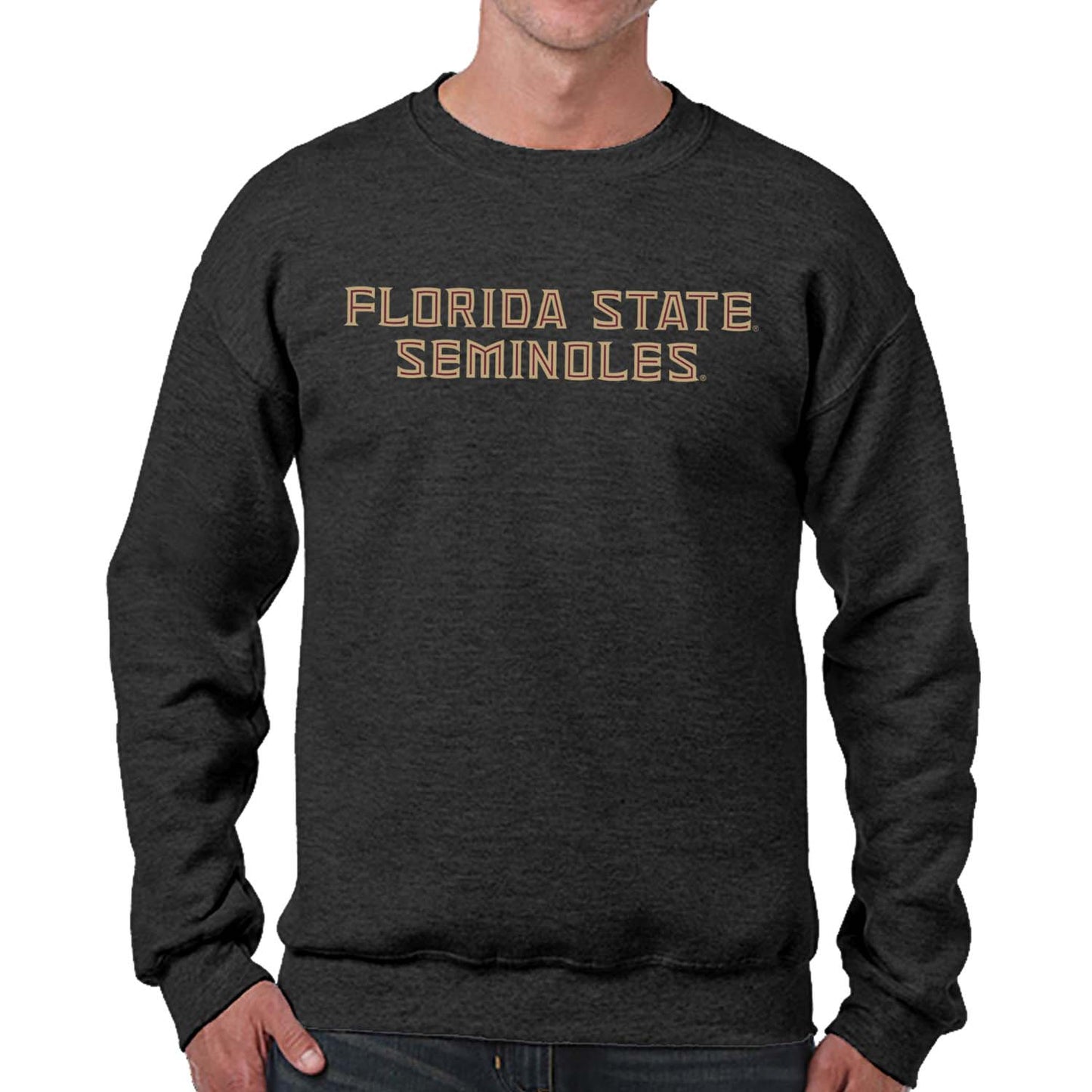 Florida State Seminoles NCAA Adult Charcoal Crewneck Fleece Sweatshirt - Charcoal