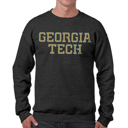 Georgia Tech Yellowjackets NCAA Adult Charcoal Crewneck Fleece Sweatshirt - Charcoal