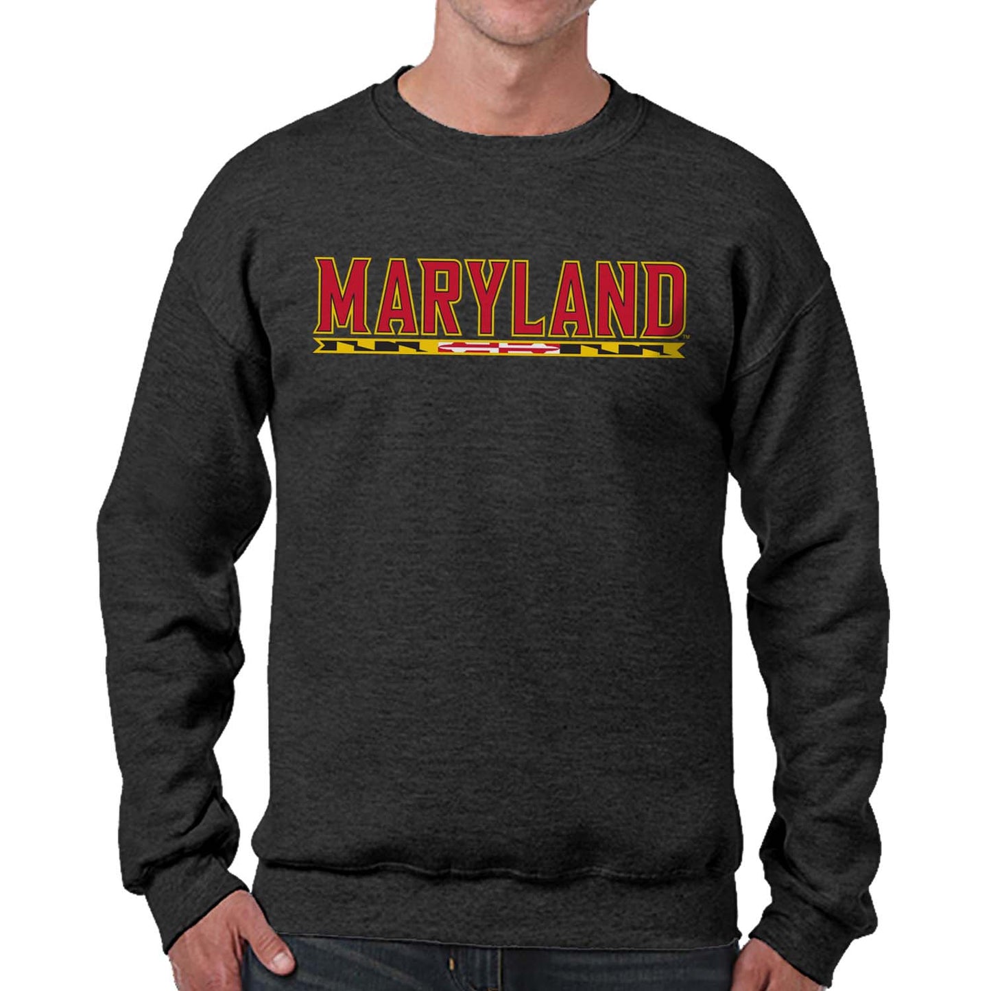 Maryland Terrapins NCAA Adult Charcoal Crewneck Fleece Sweatshirt - Charcoal
