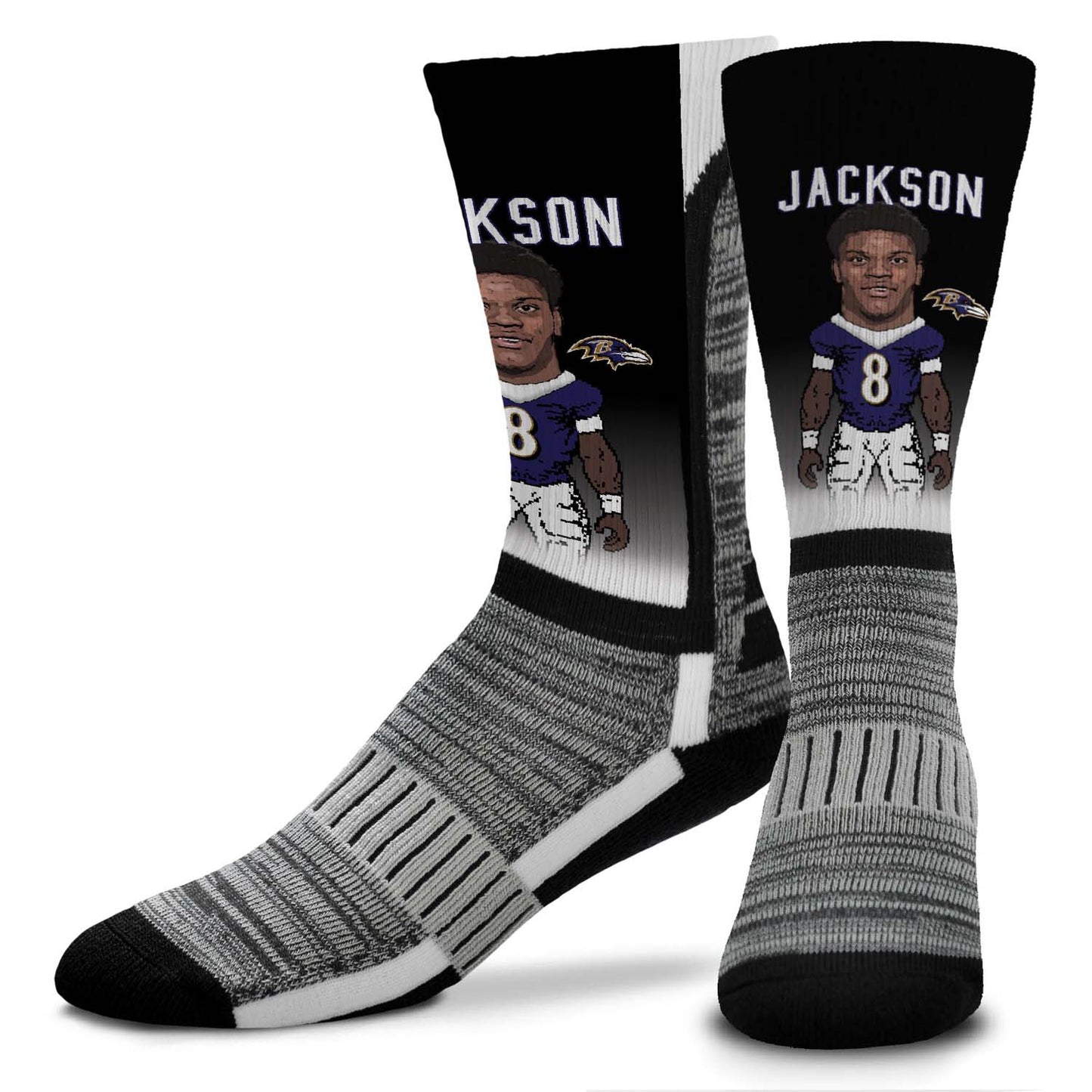 Baltimore Ravens NFL Adult V Curve MVP Player Crew Socks - Black