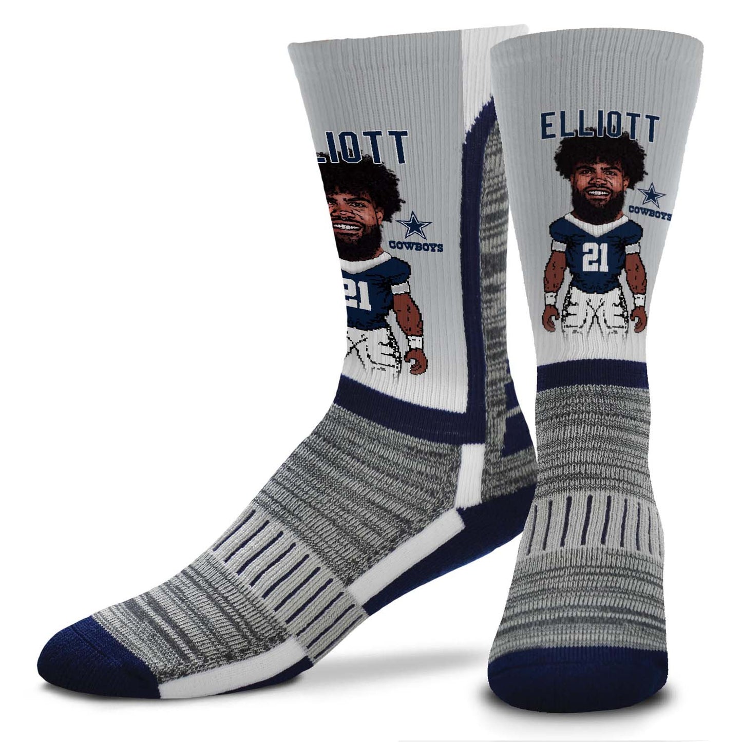 Dallas Cowboys FBF NFL Adult V Curve MVP Player Crew Socks - Sport Gray