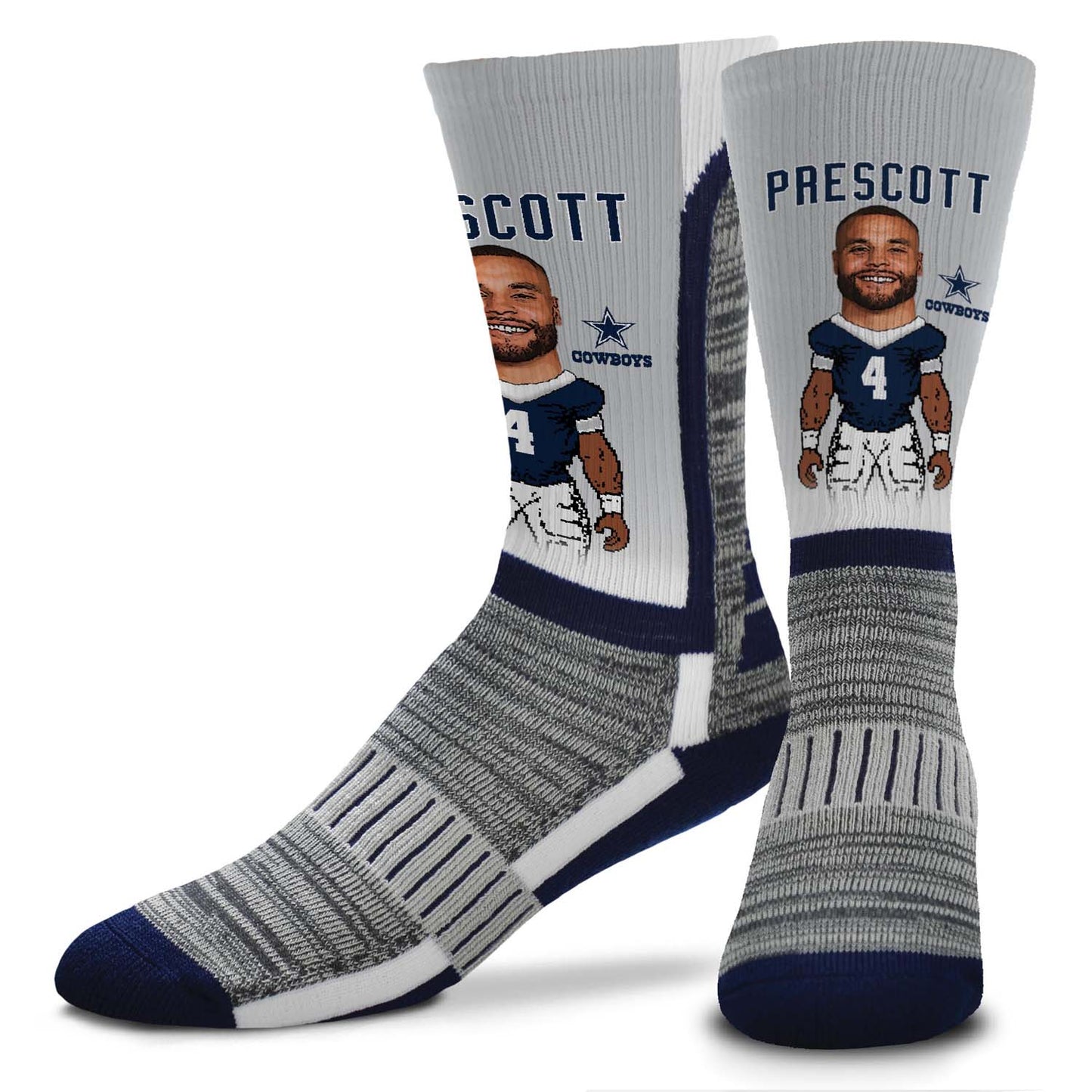 Dallas Cowboys NFL Adult V Curve MVP Player Crew Socks - Sport Gray #4