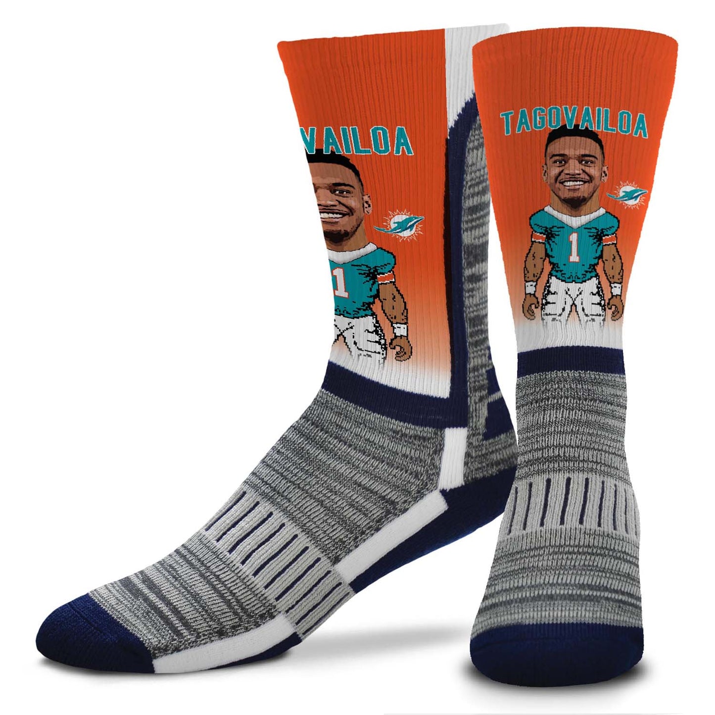 Miami Dolphins NFL Adult V Curve MVP Player Crew Socks - Orange