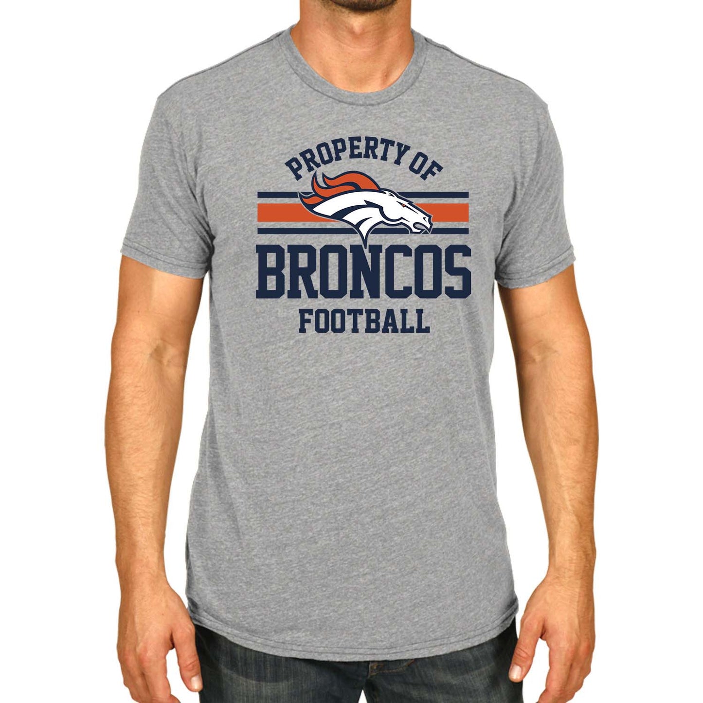 Denver Broncos NFL Adult Property Of T-Shirt - Sport Gray