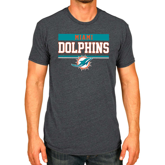 Miami Dolphins NFL Adult Team Block Tagless T-Shirt - Charcoal