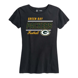 Green Bay Packers NFL Womens Plus Size Relaxed Fit T-Shirt - Black