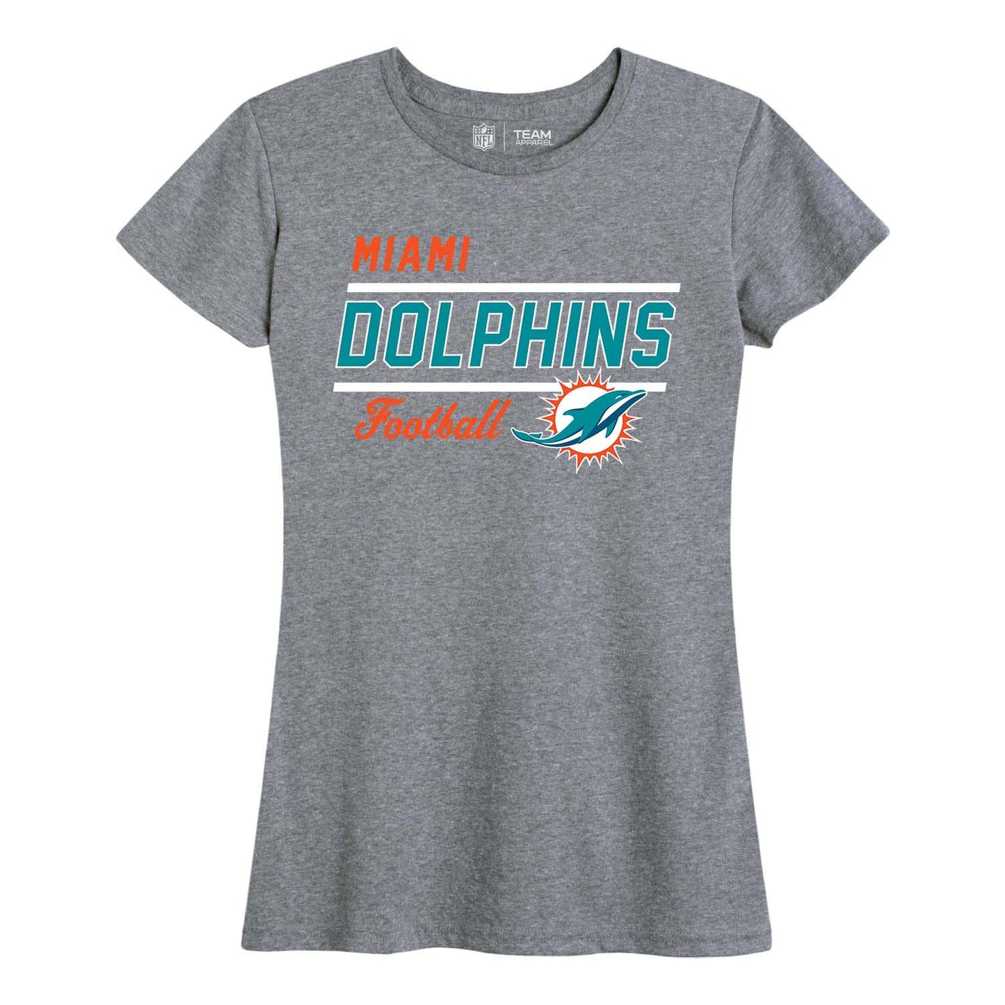 Miami Dolphins NFL Womens Plus Size Relaxed Fit T-Shirt - Gray