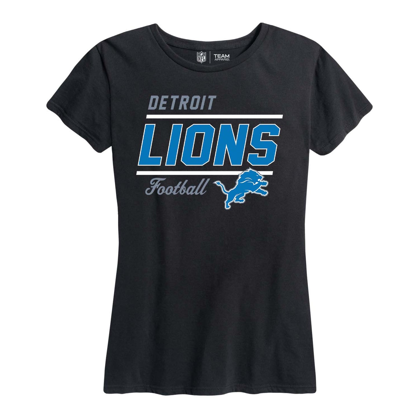Detroit Lions NFL Womens Plus Size Relaxed Fit T-Shirt - Black