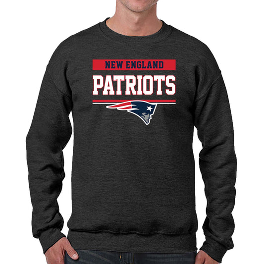 New England Patriots NFL Adult Long Sleeve Team Block Charcoal Crewneck Sweatshirt - Charcoal