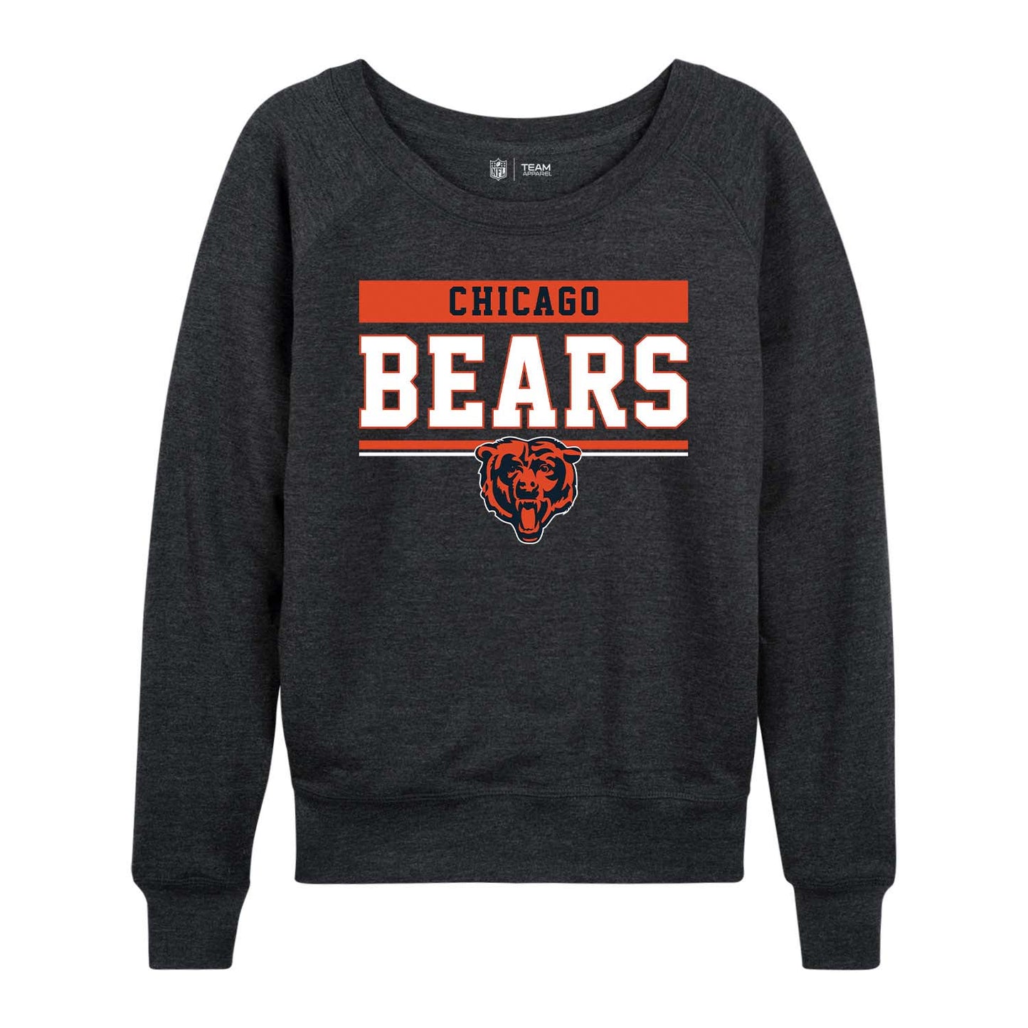 Chicago Bears NFL Womens Team Block French Terry Slouchy Top - Charcoal