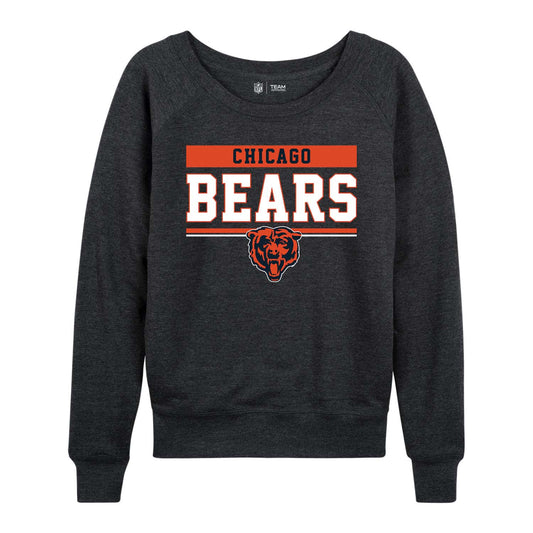 Chicago Bears NFL Womens Team Block French Terry Slouchy Top - Charcoal