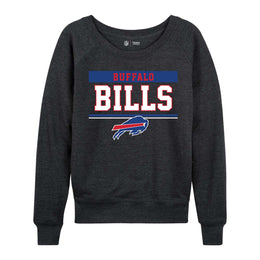 Buffalo Bills NFL Womens Team Block French Terry Slouchy Top - Charcoal