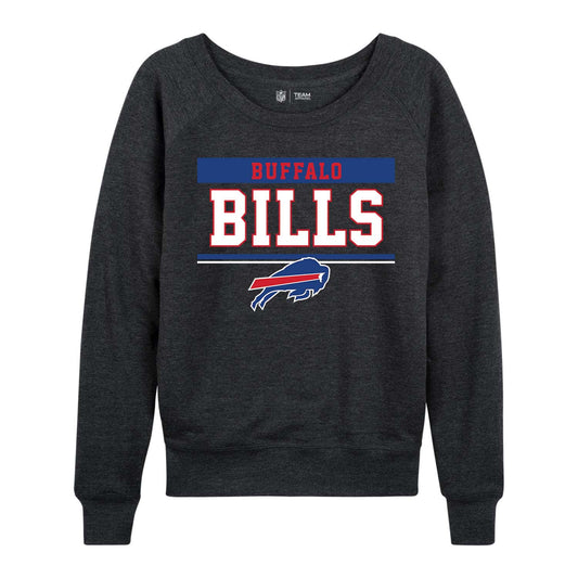 Buffalo Bills NFL Womens Team Block French Terry Slouchy Top - Charcoal