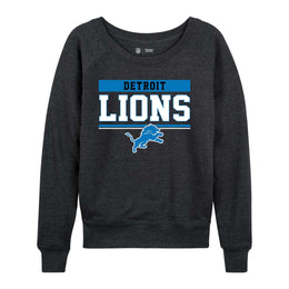 Detroit Lions NFL Womens Team Block French Terry Slouchy Top - Charcoal