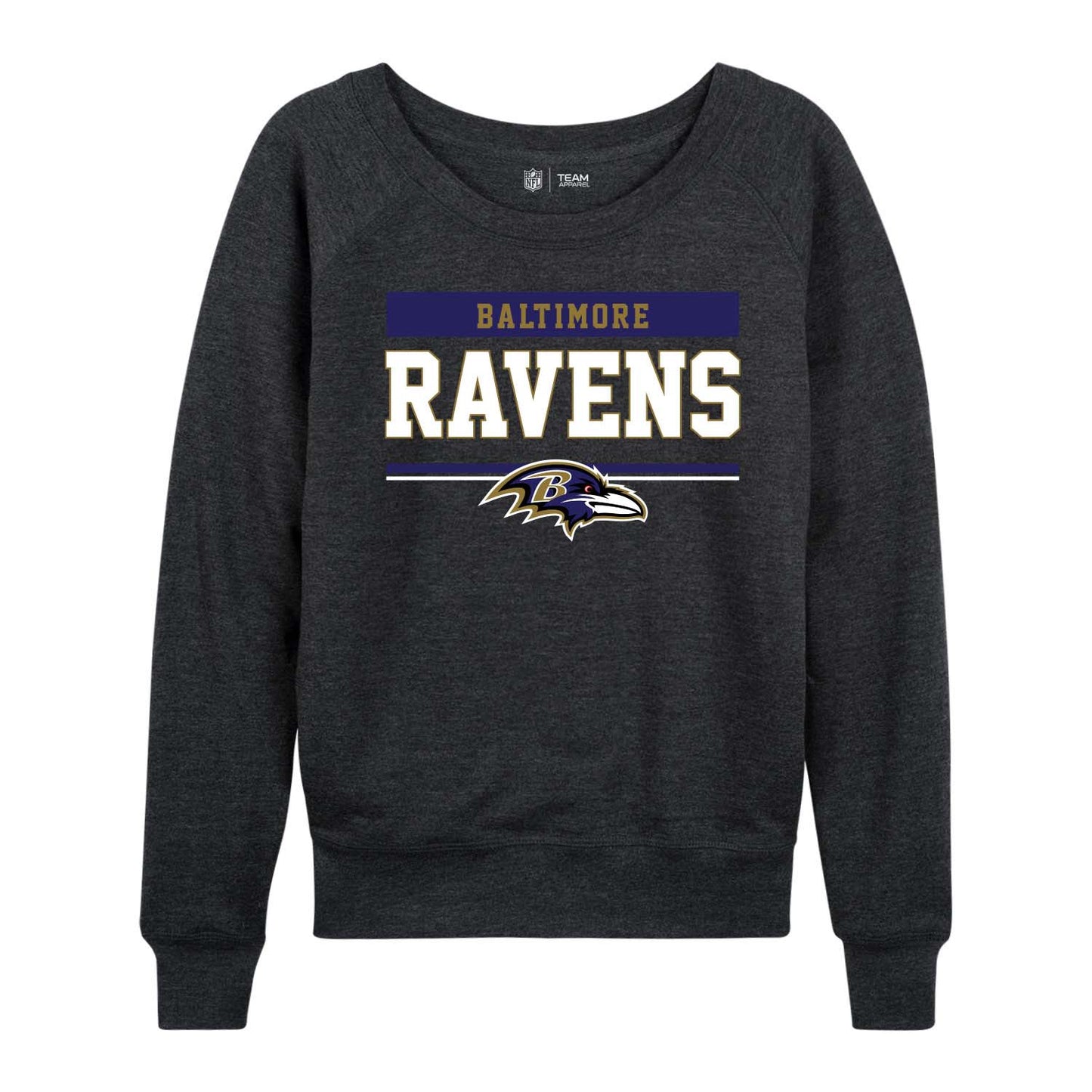 Baltimore Ravens NFL Womens Team Block French Terry Slouchy Top - Charcoal