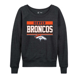 Denver Broncos NFL Womens Team Block French Terry Slouchy Top - Charcoal