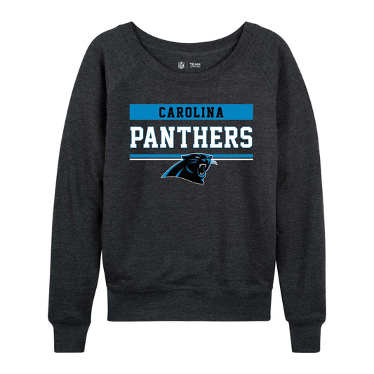 Carolina Panthers NFL Womens Team Block French Terry Slouchy Top - Charcoal