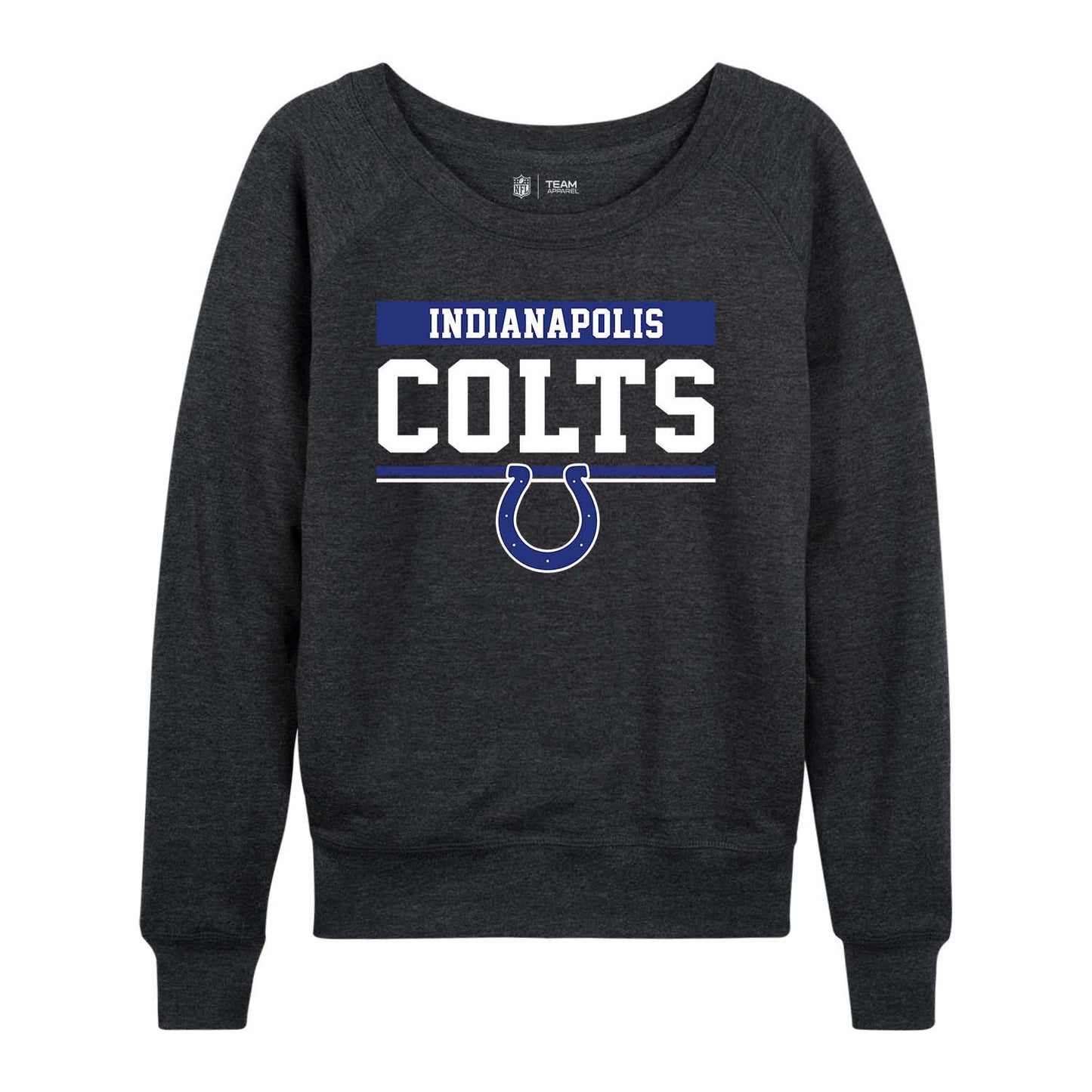 Indianapolis Colts NFL Womens Team Block French Terry Slouchy Top - Charcoal