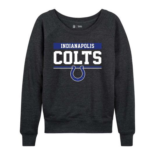 Indianapolis Colts NFL Womens Team Block French Terry Slouchy Top - Charcoal