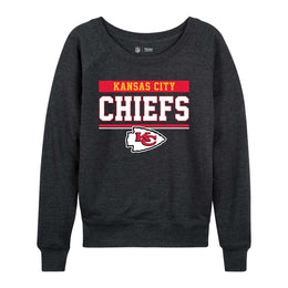 Kansas City Chiefs NFL Womens Team Block French Terry Slouchy Top - Charcoal