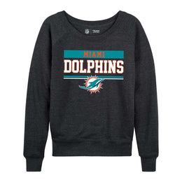 Miami Dolphins NFL Womens Team Block French Terry Slouchy Top - Charcoal