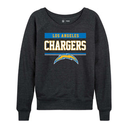 Los Angeles Chargers NFL Womens Team Block French Terry Slouchy Top - Charcoal