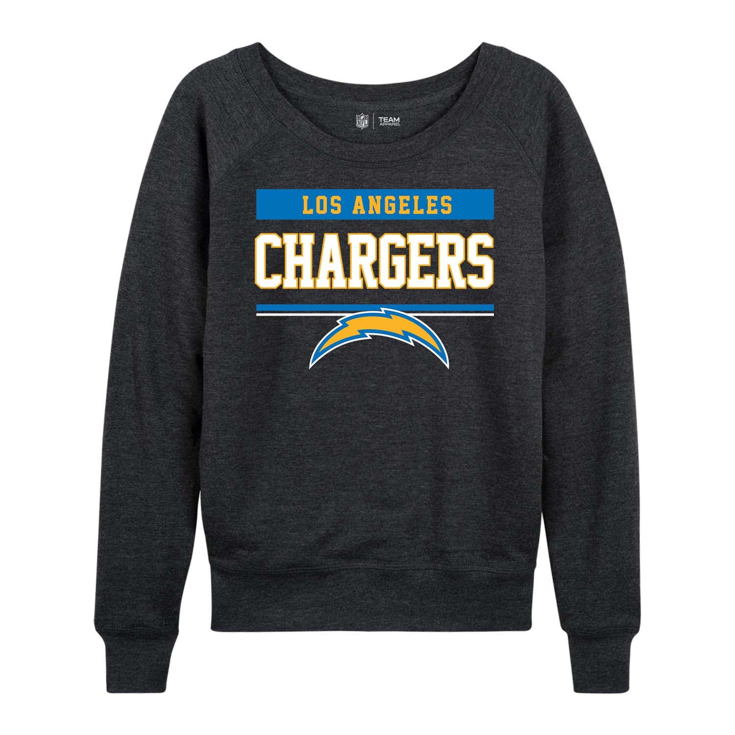 Los Angeles Chargers NFL Womens Team Block French Terry Slouchy Top - Charcoal