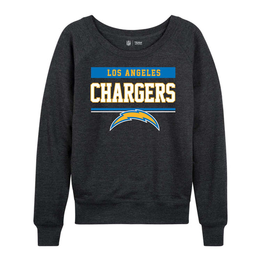 Los Angeles Chargers NFL Womens Team Block French Terry Slouchy Top - Charcoal