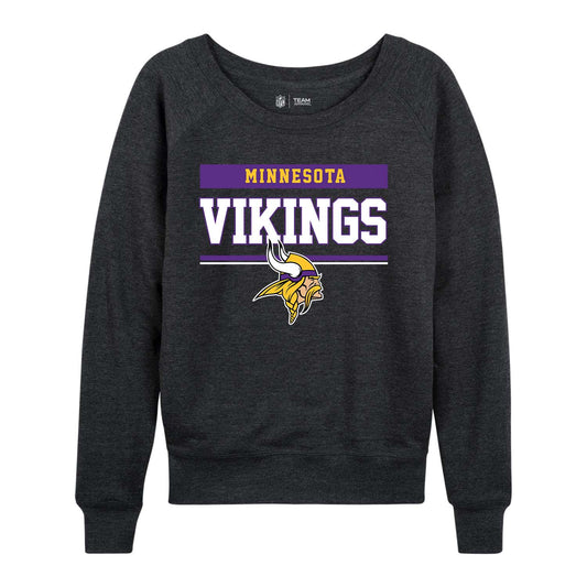 Minnesota Vikings NFL Womens Team Block French Terry Slouchy Top - Charcoal