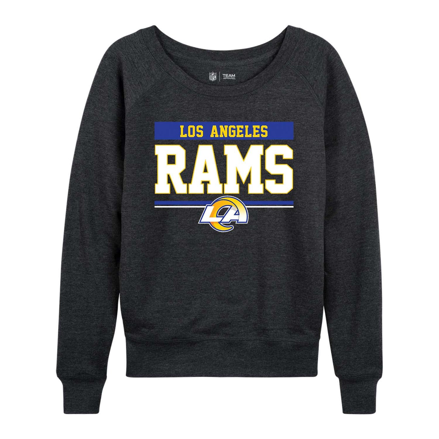Los Angeles Rams NFL Womens Team Block French Terry Slouchy Top - Charcoal