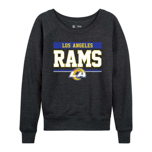 Los Angeles Rams NFL Womens Team Block French Terry Slouchy Top - Charcoal