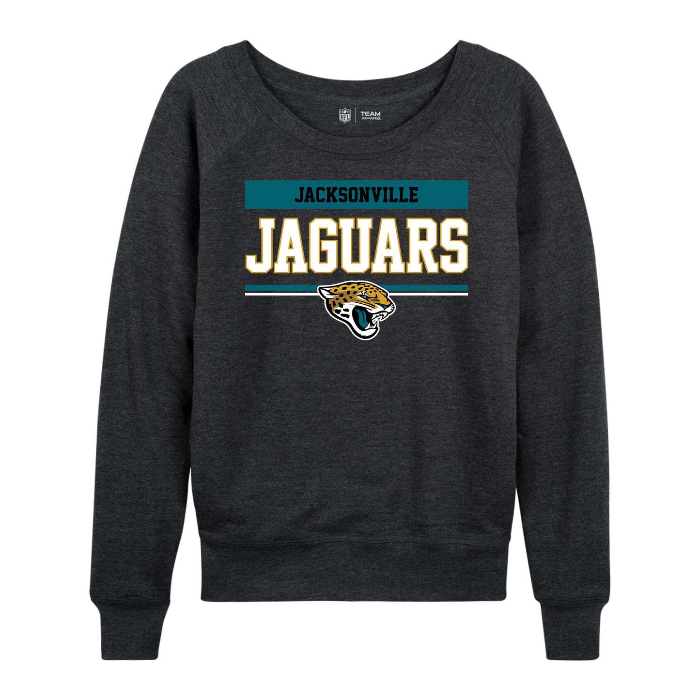 Jacksonville Jaguars NFL Womens Team Block French Terry Slouchy Top - Charcoal