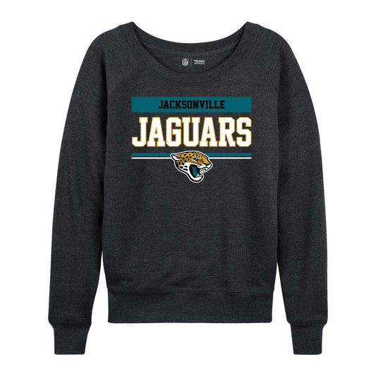 Jacksonville Jaguars NFL Womens Team Block French Terry Slouchy Top - Charcoal