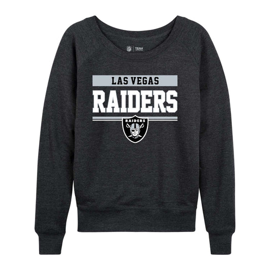 Las Vegas Raiders NFL Womens Team Block French Terry Slouchy Top - Charcoal