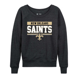 New Orleans Saints NFL Womens Team Block French Terry Slouchy Top - Charcoal