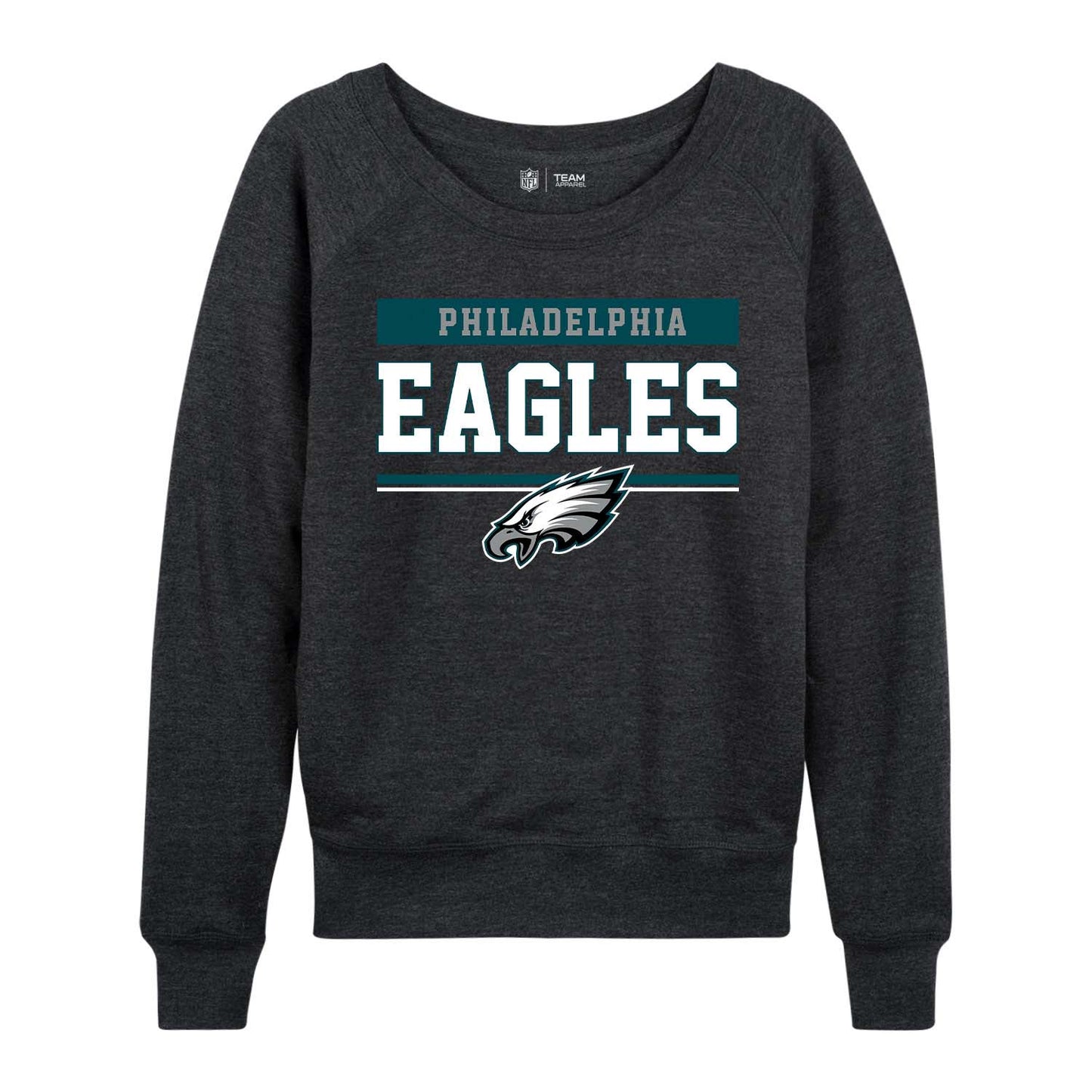 Philadelphia Eagles NFL Womens Team Block French Terry Slouchy Top - Charcoal