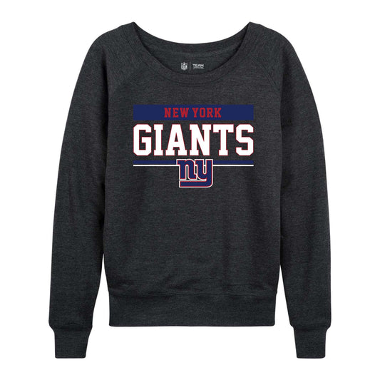 New York Giants NFL Womens Team Block French Terry Slouchy Top - Charcoal