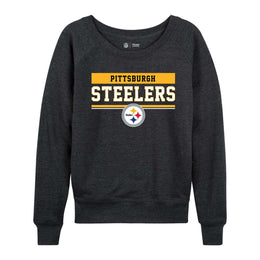 Pittsburgh Steelers NFL Womens Team Block French Terry Slouchy Top - Charcoal