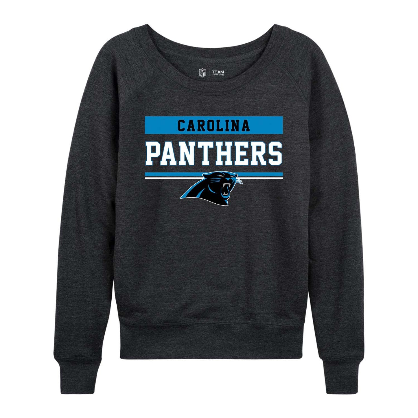 Carolina Panthers NFL Womens Team Block French Terry Slouchy Top - Charcoal