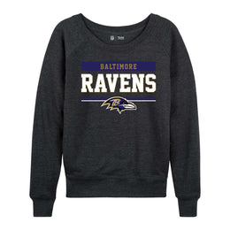 Baltimore Ravens NFL Womens Team Block French Terry Slouchy Top - Charcoal