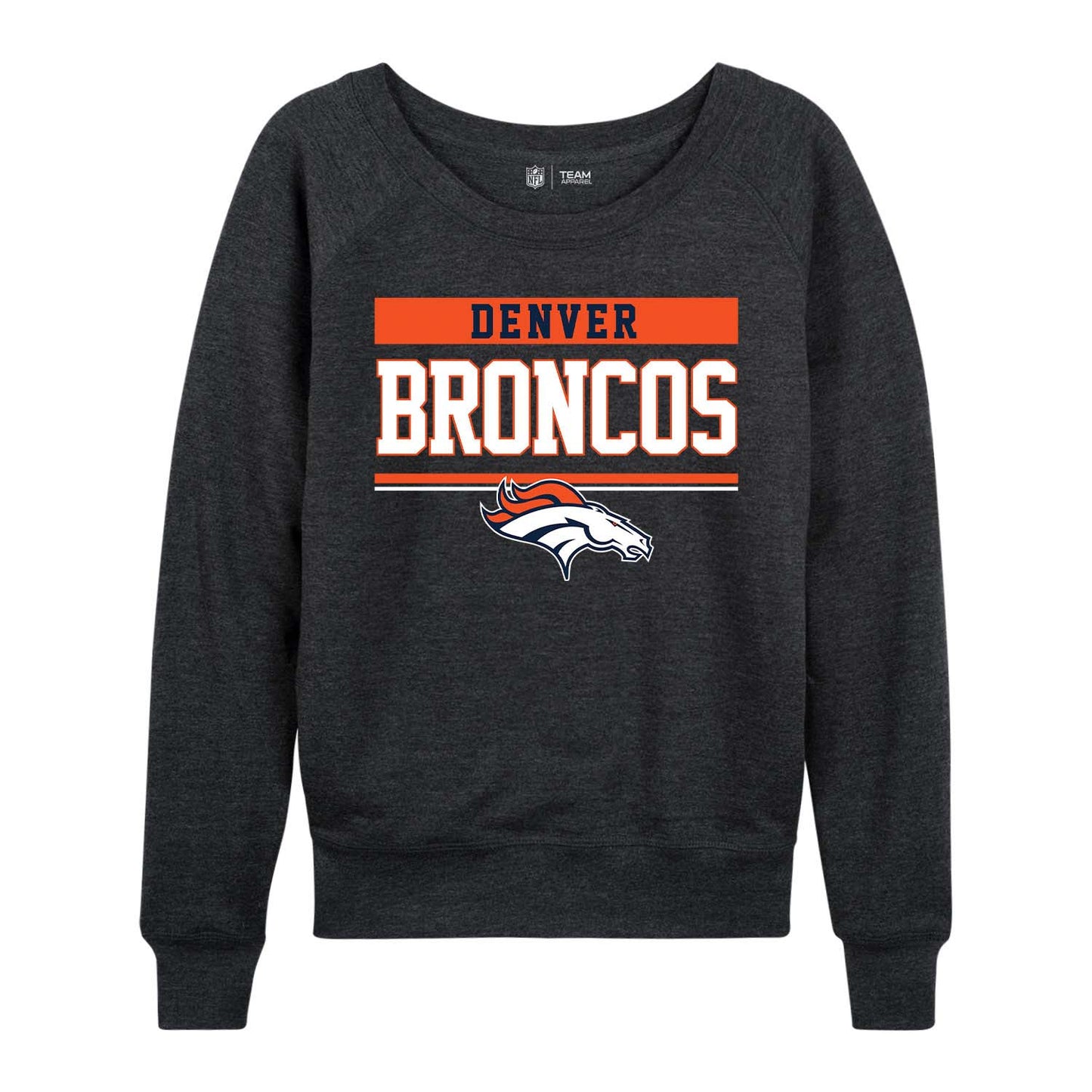 Denver Broncos NFL Womens Team Block French Terry Slouchy Top - Charcoal