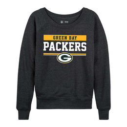 Green Bay Packers NFL Womens Team Block French Terry Slouchy Top - Charcoal