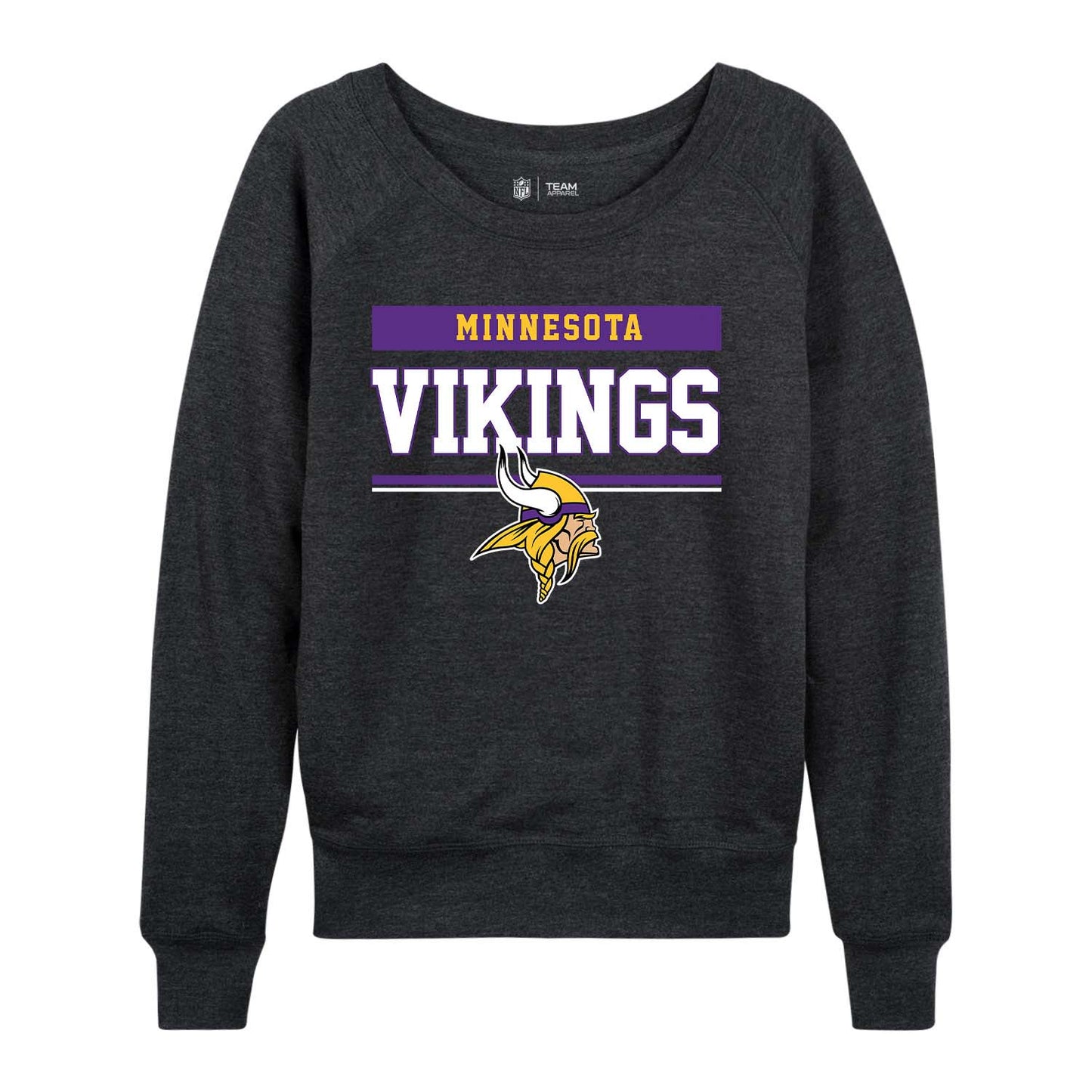 Minnesota Vikings NFL Womens Team Block French Terry Slouchy Top - Charcoal