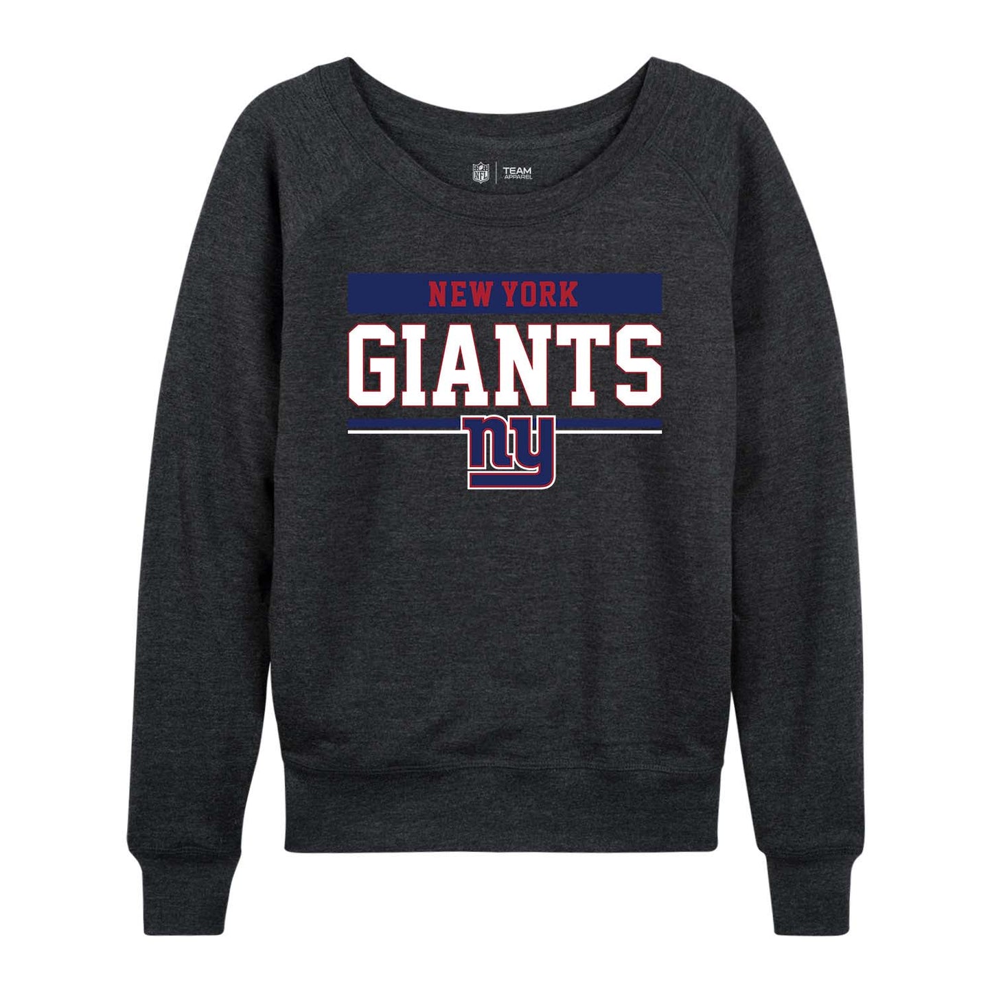 New York Giants NFL Womens Team Block French Terry Slouchy Top - Charcoal