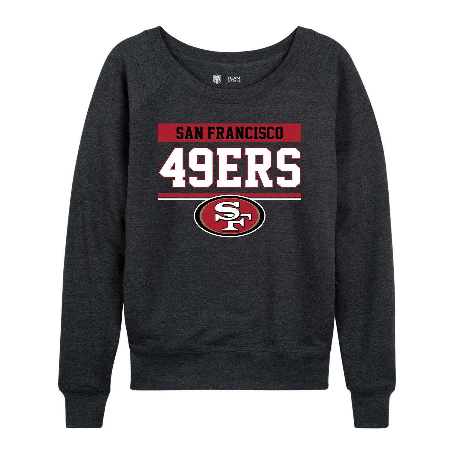 San Francisco 49ers NFL Womens Team Block French Terry Slouchy Top - Charcoal