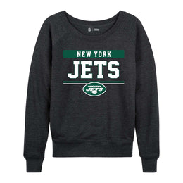 New York Jets NFL Womens Team Block French Terry Slouchy Top - Charcoal
