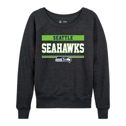 Seattle Seahawks NFL Womens Team Block French Terry Slouchy Top - Charcoal