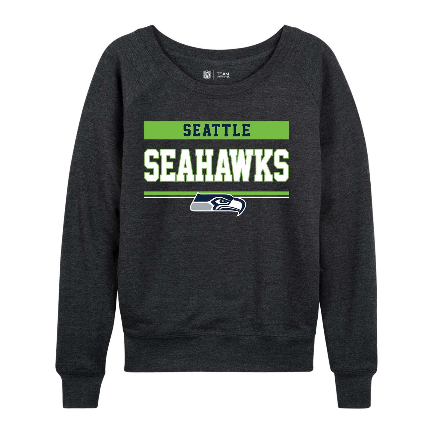 Seattle Seahawks NFL Womens Team Block French Terry Slouchy Top - Charcoal