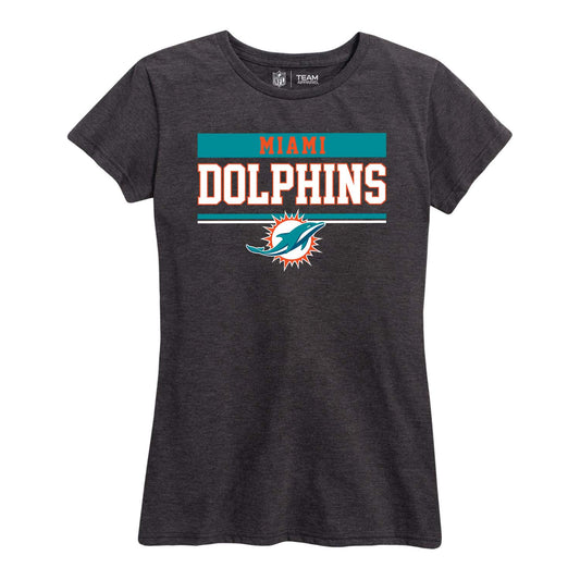 Miami Dolphins NFL Women's Team Block Charcoal Tagless T-Shirt - Charcoal